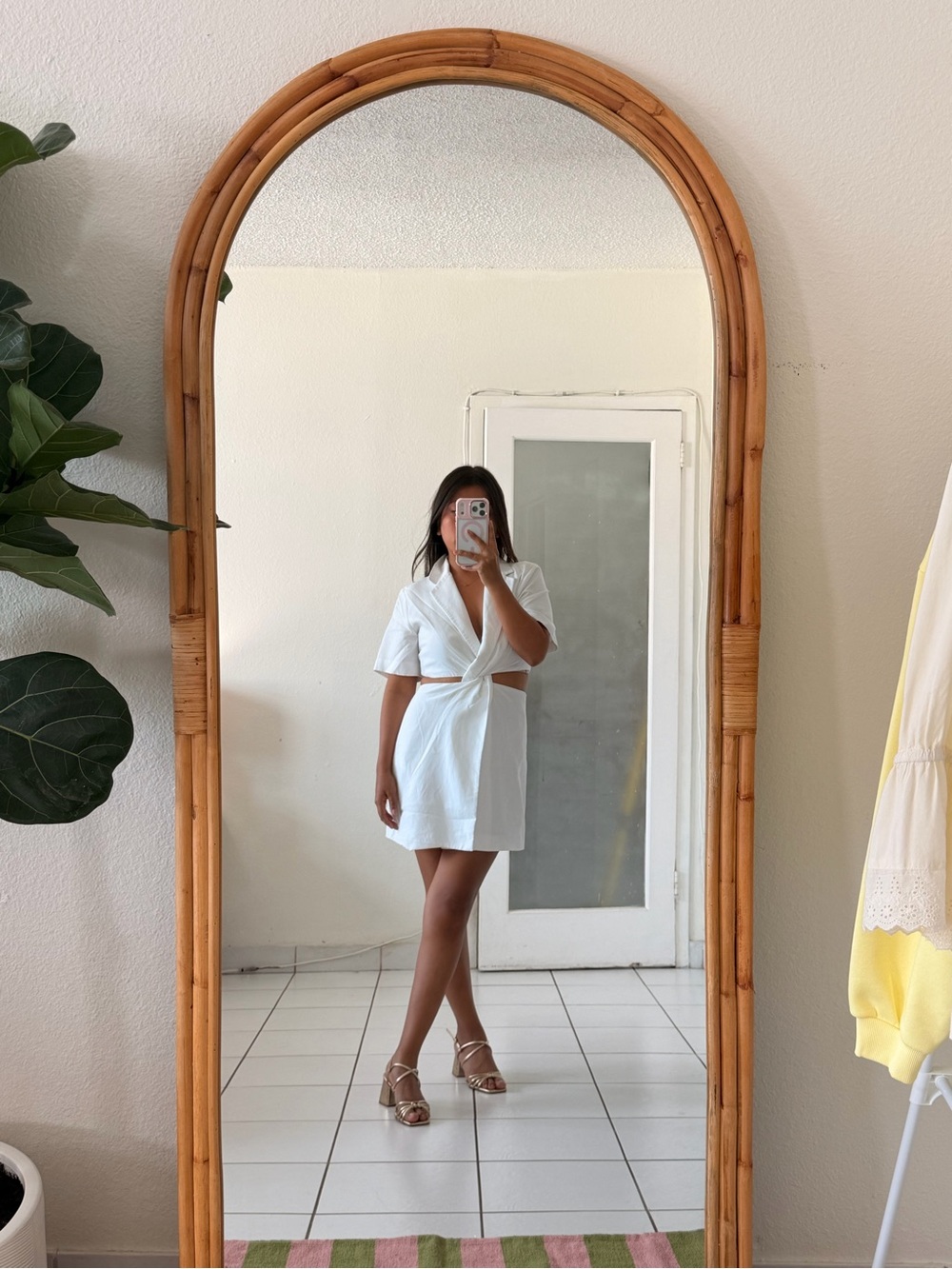 Zara White Cutout Short Sleeve Mini Dress